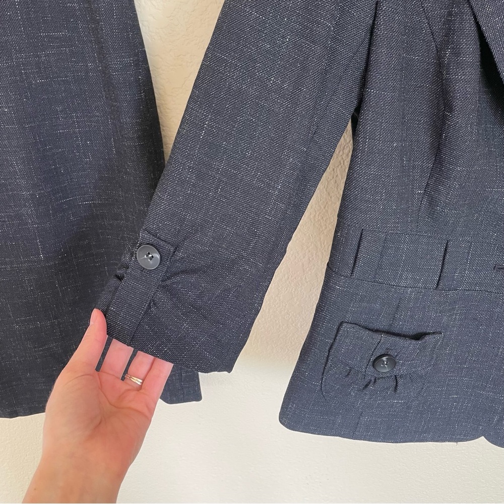 Classiques Entier Navy Virgin Wool Linen Blend Suit Set 2 Career Work Office - Picture 4 of 16